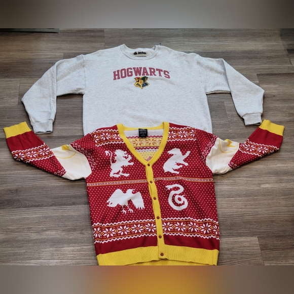 Wizarding World Harry Potter Christmas Cardigan/Long Sleeve Sweat Shirt Bundle - Picture 12 of 12